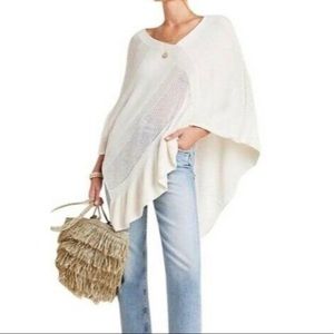 Anthropologie Padma Knit Poncho Women's Ivory Size XS/S